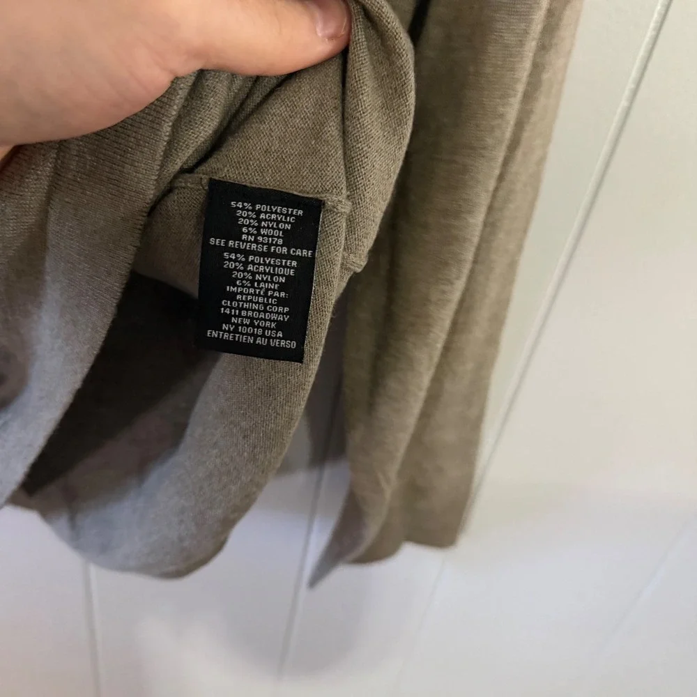 Magaschoni Polo Sweater Mens Medium Taupe Long Sleeve Wool‎ Blend Knit 4684